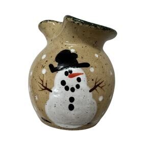 Vintage Three Rivers Pottery Snowman Handleless Creamer Or Vase RARE HTF Design